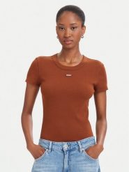 HUGO T-Shirt Easy 50523924 Brązowy ciemny Slim Fit. Brązowe t-shirty damskie Hugo, l, bez wzorów, z bawełny, bez kołnierzyka. Za 199.99 zł.