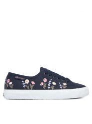 Superga Tenisówki 3750 Flower Embroidery Leggera S8161ZW Granatowy. Niebieskie obuwie sportowe damskie Superga, z materiału, bez zapięcia, tenisowe. Za 299.99 zł.