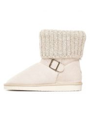 ISLAND BOOT Botki zimowe "Kourtney" w kolorze kremowym rozmiar: 41. Brązowe botki damskie Island Boot, na zimę, z materiału, bez obcasa, bez zapięcia. Za 165.99 zł.