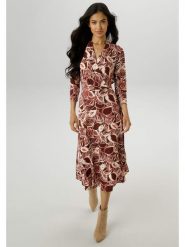 Aniston Sukienka w kolorze bordowo-beżowym rozmiar: 42. Brązowe sukienki damskie Aniston, bez wzorów, z wiskozy, bez ramiączek. Za 95.99 zł.