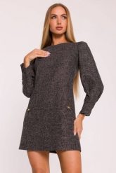 Elegancka sukienka tweedowa trapezowa mini czarna. Czarne sukienki damskie MOE, bez wzorów, z dzianiny, biznesowe, bez ramiączek. Za 349.00 zł.