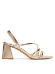 Aldo Sandały Atlanticus 14190606 Złoty. Żółte sandały damskie ALDO, bez wzorów, ze skóry, bez obcasa, na słupku, bez zapięcia. Za 319.99 zł.