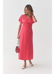 TATUUM Sukienka "Ziana" w kolorze koralowym rozmiar: 44. Czerwone sukienki damskie TATUUM, bez wzorów, z tkaniny, bez ramiączek. Za 171.68 zł.