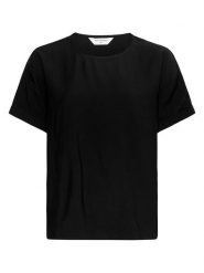 MOSS COPENHAGEN Koszulka "Basina Amabella" w kolorze czarnym rozmiar: S/M. Czarne bluzki damskie Moss Copenhagen, m, bez wzorów, bez kołnierzyka, bez ramiączek. Za 98.95 zł.