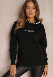 Czarna Bluza z Kapturem Vasilija. Czarne bluzy damskie Renee, l, bez wzorów, z bawełny, z kapturem. Za 99.99 zł.