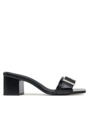 Calvin Klein Klapki Heel Mule 50 W/Buckle - Lth HW0HW02478 Czarny. Czarne klapki damskie Calvin Klein, bez wzorów, ze skóry, bez obcasa, bez zapięcia. Za 409.99 zł.