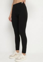Czarne Klasyczne Legginsy z Bawełny Zivolea. Czarne legginsy damskie Born2be, l, bez wzorów, z bawełny. Za 39.99 zł.