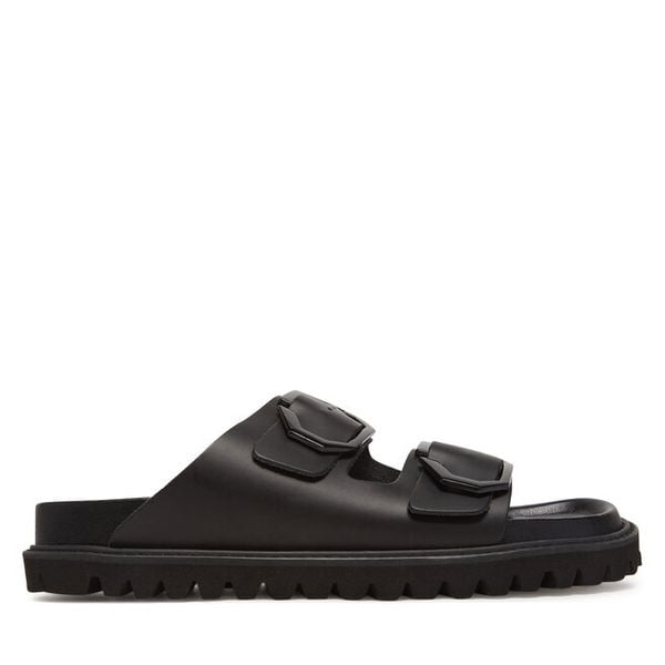 Klapki Genuins. Czarne klapki damskie Genuins, bez wzorów, bez obcasa, bez zapięcia. Za 209.99 zł.