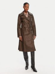 Guess Trencz W5YL32 WHGT0 Brązowy Regular Fit. Brązowe płaszcze damskie Guess, xxl, z aplikacjami, ze skóry, bez kaptura. Za 1,099.00 zł.
