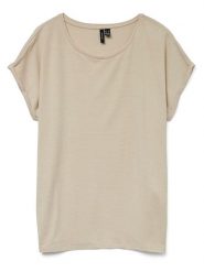 Vero Moda Bluzka w kolorze beżowym rozmiar: XL. Brązowe bluzki damskie Vero Moda, s, bez wzorów, z wiskozy, klasyczne, bez kołnierzyka, bez ramiączek. Za 57.20 zł.