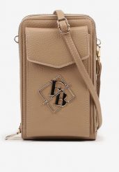 Ciemnobeżowa Mała Torebka z Metaliczną Ozdobą Seniffia. Brązowe shopper bag Renee, z jeansu, małe, bez dodatków. Za 69.99 zł.