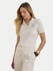 LAUREN RALPH LAUREN Sweter 200932224016 Biały Slim Fit. Białe swetry klasyczne damskie Lauren Ralph Lauren, xs, z bawełny, bez kołnierzyka. Za 769.99 zł.