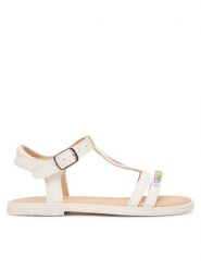 Geox Sandały Jr Sandal Karly J6535H 000BC C1000 S Biały. Białe sandały dziewczęce Geox, ze skóry, bez obcasa, bez zapięcia. Za 289.99 zł.