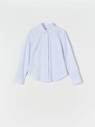 Koszula ze wzorem - zielony. Zielone koszule damskie Sinsay, l, bez wzorów, eleganckie, bez kołnierzyka, bez ramiączek. W wyprzedaży za 24.99 zł.
