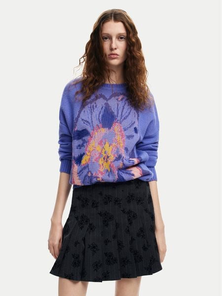 Desigual Sweter Pensee Lacroix 24WWJF52 Fioletowy Regular Fit. Fioletowe swetry klasyczne damskie Desigual, s, z syntetyku, bez kołnierzyka. Za 369.99 zł.