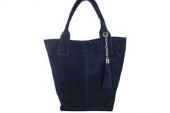 Shopper bag skórzany BARBERINI'S granatowy 375/8-4. Niebieskie shopper bag Barberinis, bez wzorów, ze skóry, bez dodatków. Za 199.99 zł.