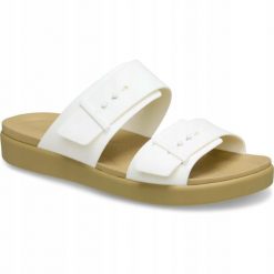 Sandały dla Kobiet Crocs Brooklyn Buckle Low. Brązowe sandały damskie Crocs, bez wzorów, z materiału, bez obcasa, na obcasie, bez zapięcia. Za 239.99 zł.