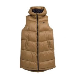 Kamizelka Damska 4F. Brązowe kamizelki damskie 4F, bez wzorów, z puchu, bez kaptura. Za 232.99 zł.
