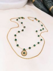 Charlize Pozłacany naszyjnik z malachitami - dł. 50 cm rozmiar: onesize. Zielone naszyjniki damskie Charlize, z malachitem, pozłacane. Za 117.73 zł.