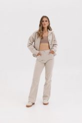 SPODNIE POPPY PIASKOWE S - Flawless. Spodnie materiałowe damskie Flawless, bez wzorów, z bawełny. Za 357.00 zł.