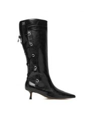 Steve Madden Kozaki Ballpark SM11005048 Czarny. Czarne kozaki damskie Steve Madden, ze skóry, bez obcasa, na szpilce, bez zapięcia. Za 729.99 zł.