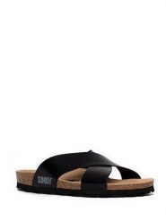 Sunbay Klapki "Rita" w kolorze czarnym rozmiar: 40. Czarne klapki damskie Sunbay, bez wzorów, z otwartym noskiem, bez obcasa, bez zapięcia. Za 169.95 zł.