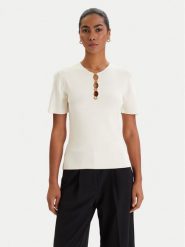 KARL LAGERFELD Bluzka B1W18014 Écru Slim Fit. Bluzki damskie KARL LAGERFELD, m, bez wzorów, z wiskozy, bez kołnierzyka, bez ramiączek. Za 779.99 zł.