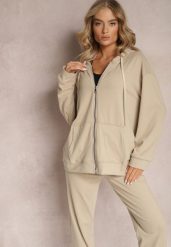 Ciemnobeżowy Komplet Dresowy z Bluzą i Spodniami Deparisa. Brązowe bluzy damskie Renee, m, bez wzorów, z dresówki, z kapturem. Za 79.99 zł.