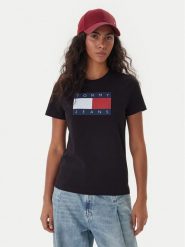 Tommy Jeans T-Shirt Flag DW0DW22562 Czarny Regular Fit. Czarne t-shirty damskie Tommy Jeans, l, bez wzorów, z bawełny, bez kołnierzyka. Za 149.99 zł.