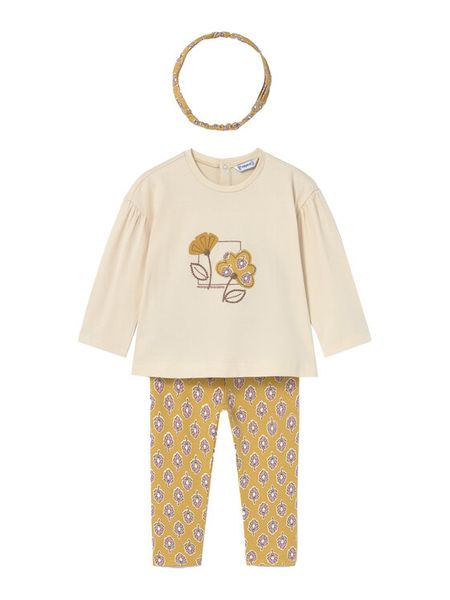 Mayoral Komplet bluzka i legginsy 2744 Żółty Regular Fit. Żółte bluzki i koszule dziewczęce Mayoral, bez wzorów, z bawełny, bez kołnierzyka, bez ramiączek. Za 149.99 zł.