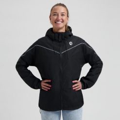 Kurtka na deszcz unisex Rogelli Commuter Essential. Czarne kurtki damskie Rogelli, xl, bez wzorów, bez kaptura. Za 313.00 zł.