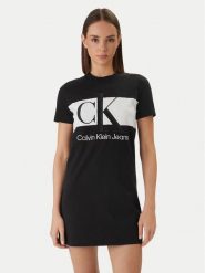 Calvin Klein Sukienka codzienna Blocking LV047F288G Czarny Regular Fit. Czarne sukienki damskie Calvin Klein, bez wzorów, z bawełny, bez ramiączek. Za 329.99 zł.
