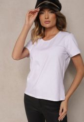 Biały Casualowy Bawełniany T-shirt Ilanira. Białe t-shirty damskie Renee, uniwersalny, bez wzorów, z bawełny, bez kołnierzyka. Za 24.99 zł.