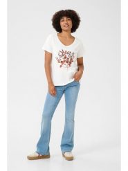 Kaffe Koszulka w kolorze białym rozmiar: XXL. Białe bluzki damskie Kaffe, xxl, bez wzorów, z bawełny, bez kołnierzyka, bez ramiączek. Za 47.94 zł.