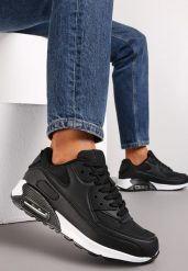 Czarno-Białe Sznurowane Sneakersy na Grubej Podeszwie Sayre. Czarne obuwie sportowe damskie Renee, ze skóry, przed kostkę, bez zapięcia. Za 99.99 zł.