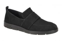 Damskie mokasyny Ecco Bella. Czarne mokasyny damskie ECCO, z materiału, bez obcasa. Za 471.00 zł.
