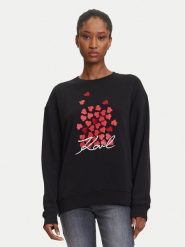 KARL LAGERFELD Bluza A3W20006 Czarny Regular Fit. Czarne bluzy damskie KARL LAGERFELD, s, bez wzorów, z bawełny, bez kaptura. Za 679.99 zł.