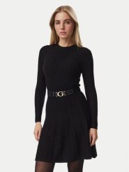 Guess Sukienka dzianinowa W6BK64 Z1569 Czarny Regular Fit. Czarne sukienki damskie Guess, z aplikacjami, z dzianiny, bez ramiączek. Za 522.99 zł.