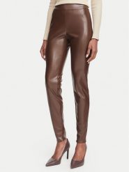 Guess Legginsy W4BB18 WGIK0 Khaki Slim Fit. Brązowe legginsy damskie Guess, m, z aplikacjami, ze skóry. Za 394.99 zł.