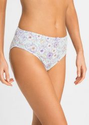 Figi maxi (4 pary). Fioletowe figi bonprix, bez wzorów. Za 59.99 zł.