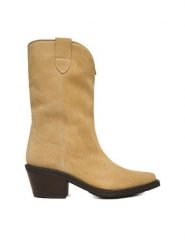 Badura Kowbojki EO-CAMILA-5031 Beżowy. Brązowe botki damskie Badura, ze skóry, bez obcasa, na słupku, bez zapięcia. Za 429.99 zł.