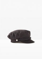 Czapka bosmanka z ozdobną plecionką. Czarne czapki damskie bonprix, bez wzorów. Za 79.99 zł.