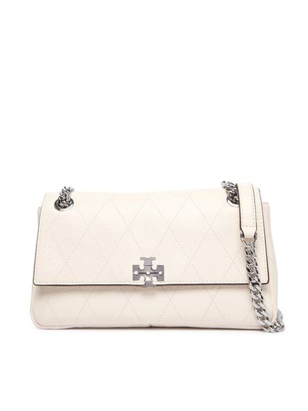 Tory Burch Torebka Charlie Quilted 185829 Kremowy. Białe listonoszki damskie Tory Burch, bez wzorów, ze skóry, bez dodatków. Za 2,389.00 zł.