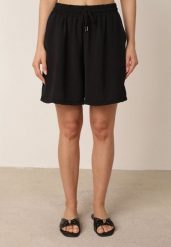 Czarne Letnie Szorty Casual z Wysokim Stanem z Dużą Zawartością Wiskozy Agarione. Czarne szorty damskie Born2be, bez wzorów, z materiału, z podwyższonym stanem. Za 29.99 zł.
