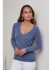 Soft Cashmere Kaszmirowy sweter w kolorze niebieskim rozmiar: 38. Niebieskie swetry klasyczne damskie Soft Cashmere, z kaszmiru, bez kołnierzyka. Za 292.45 zł.