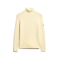 Sweter na plecionce z golfem damski Superdry. Białe swetry klasyczne damskie Superdry, na zimę, ze splotem, bez kołnierzyka. Za 325.60 zł.