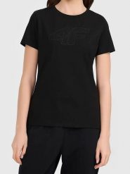 4F Koszulka w kolorze czarnym rozmiar: XL. Czarne bluzki damskie 4F, xl, bez wzorów, z bawełny, bez kołnierzyka, bez ramiączek. Za 26.99 zł.