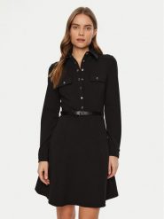 Guess Sukienka codzienna W5RK93 KCBO2 Czarny Regular Fit. Czarne sukienki damskie Guess, z aplikacjami, z syntetyku, bez ramiączek. Za 459.99 zł.