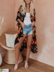 Milan Kiss Kimono w kolorze czarno-pomarańczowym rozmiar: L. Czarne kardigany damskie Milan Kiss, l, bez wzorów. Za 131.74 zł.