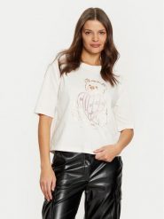 Guess T-Shirt V5RI09 I3Z14 Beżowy Regular Fit. Brązowe t-shirty damskie Guess, m, z aplikacjami, z bawełny, bez kołnierzyka. Za 99.99 zł.